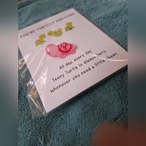 Teeny Turtle Mini Figurine 💖 “You’re Turtley Awesome” Gift | Pink | New